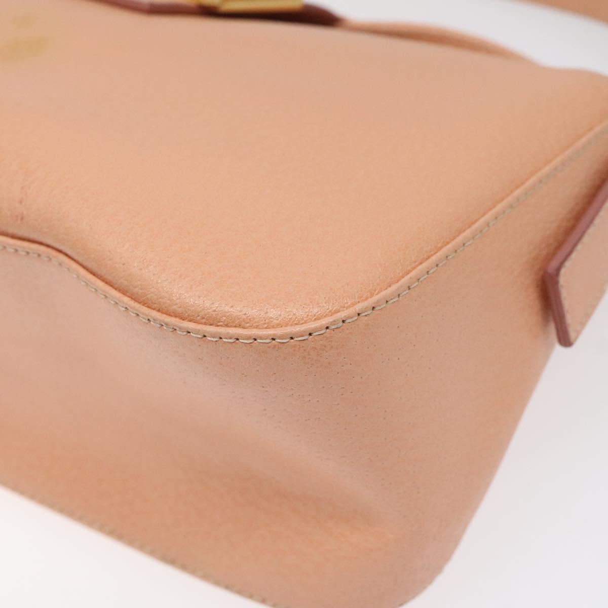 FENDI Mamma Baguette Shoulder Bag Leather Gold Pink 112595