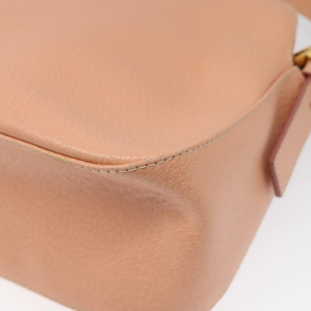 FENDI Mamma Baguette Shoulder Bag Leather Gold Pink 112595