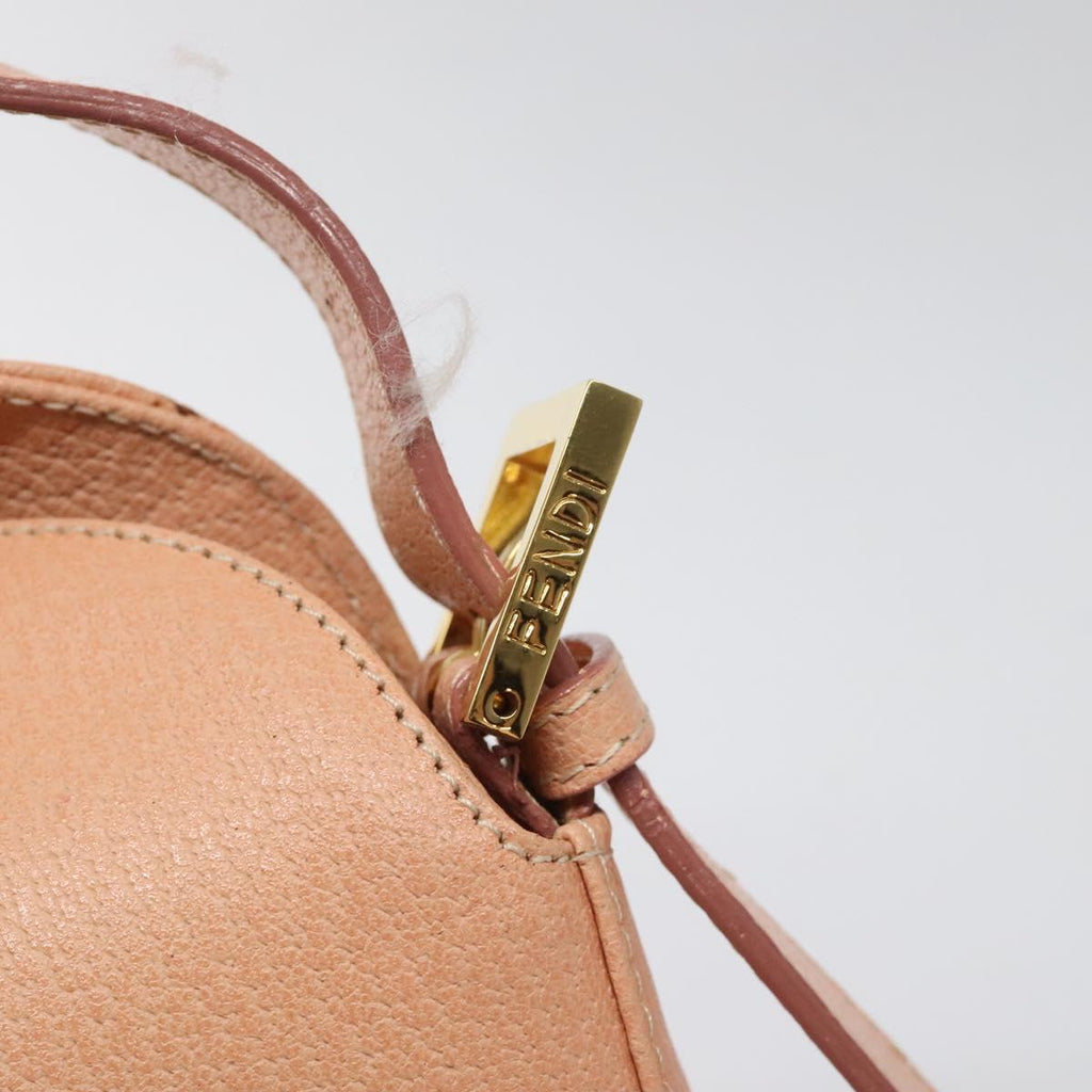 FENDI Mamma Baguette Shoulder Bag Leather Gold Pink 112595