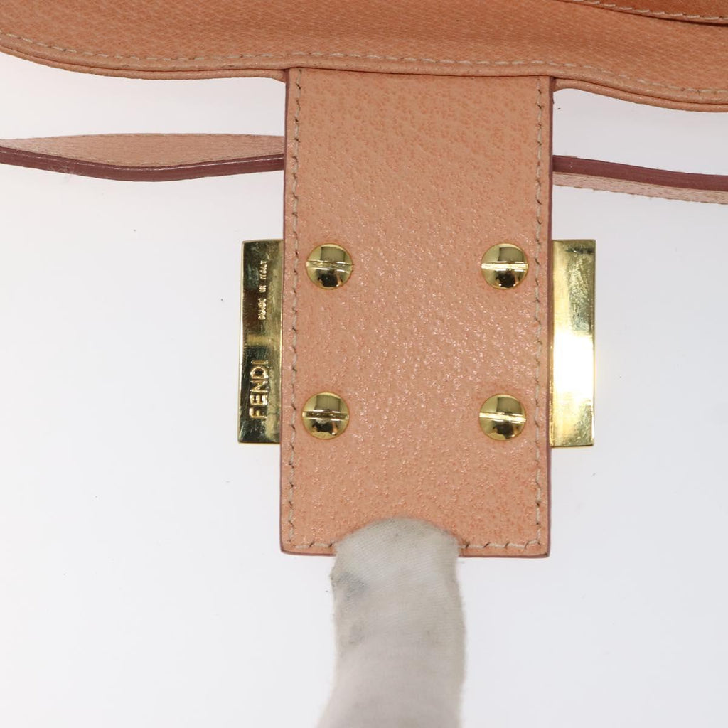 FENDI Mamma Baguette Shoulder Bag Leather Gold Pink 112595