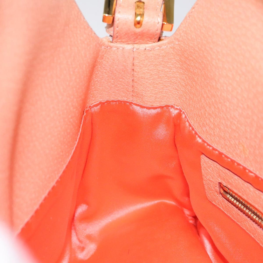 FENDI Mamma Baguette Shoulder Bag Leather Gold Pink 112595