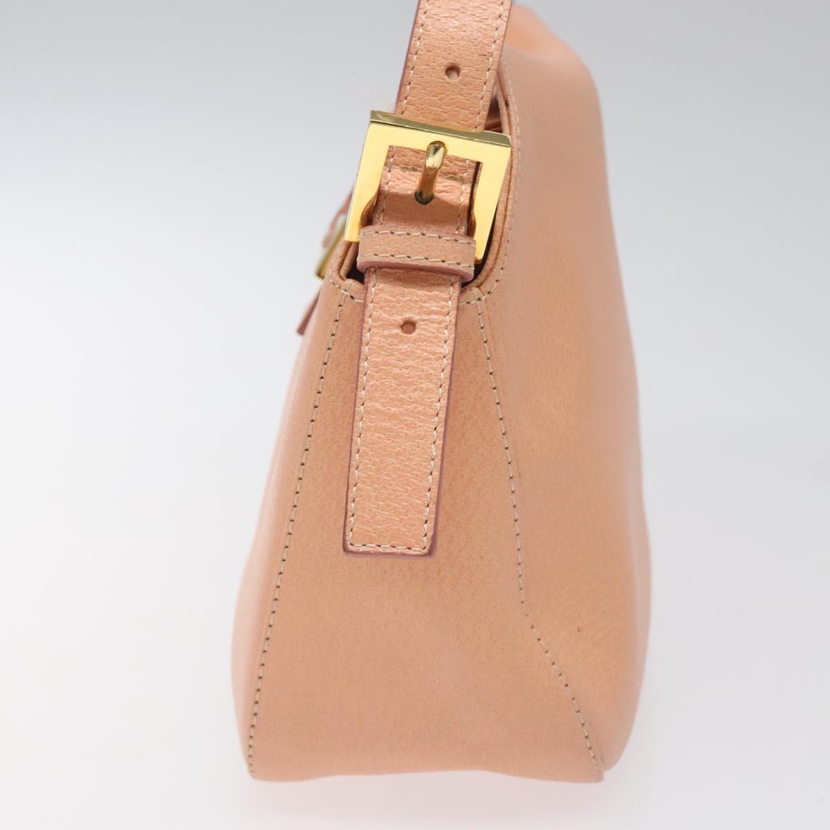 FENDI Mamma Baguette Shoulder Bag Leather Gold Pink 112595