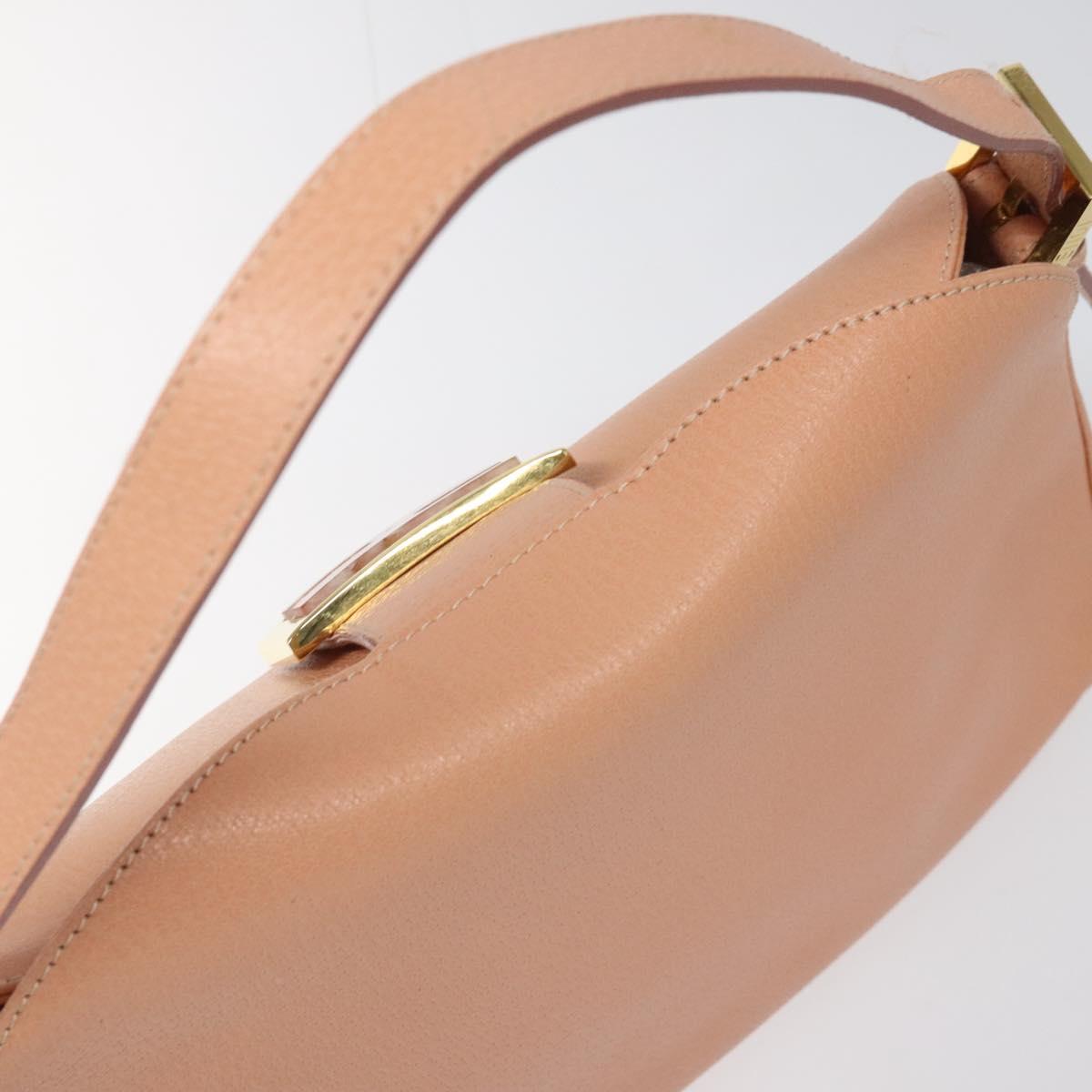 FENDI Mamma Baguette Shoulder Bag Leather Gold Pink 112595