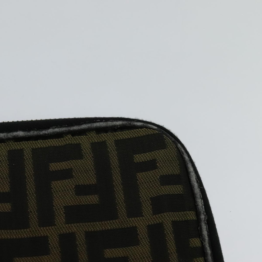 FENDI Zucca Canvas Vanity Pouch Brown Black gold 112683