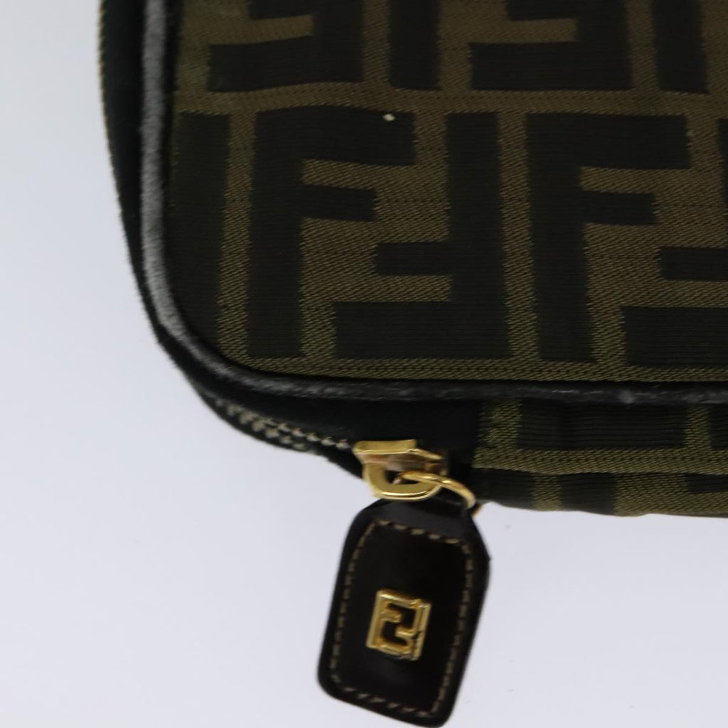 FENDI Zucca Canvas Vanity Pouch Brown Black gold 112683