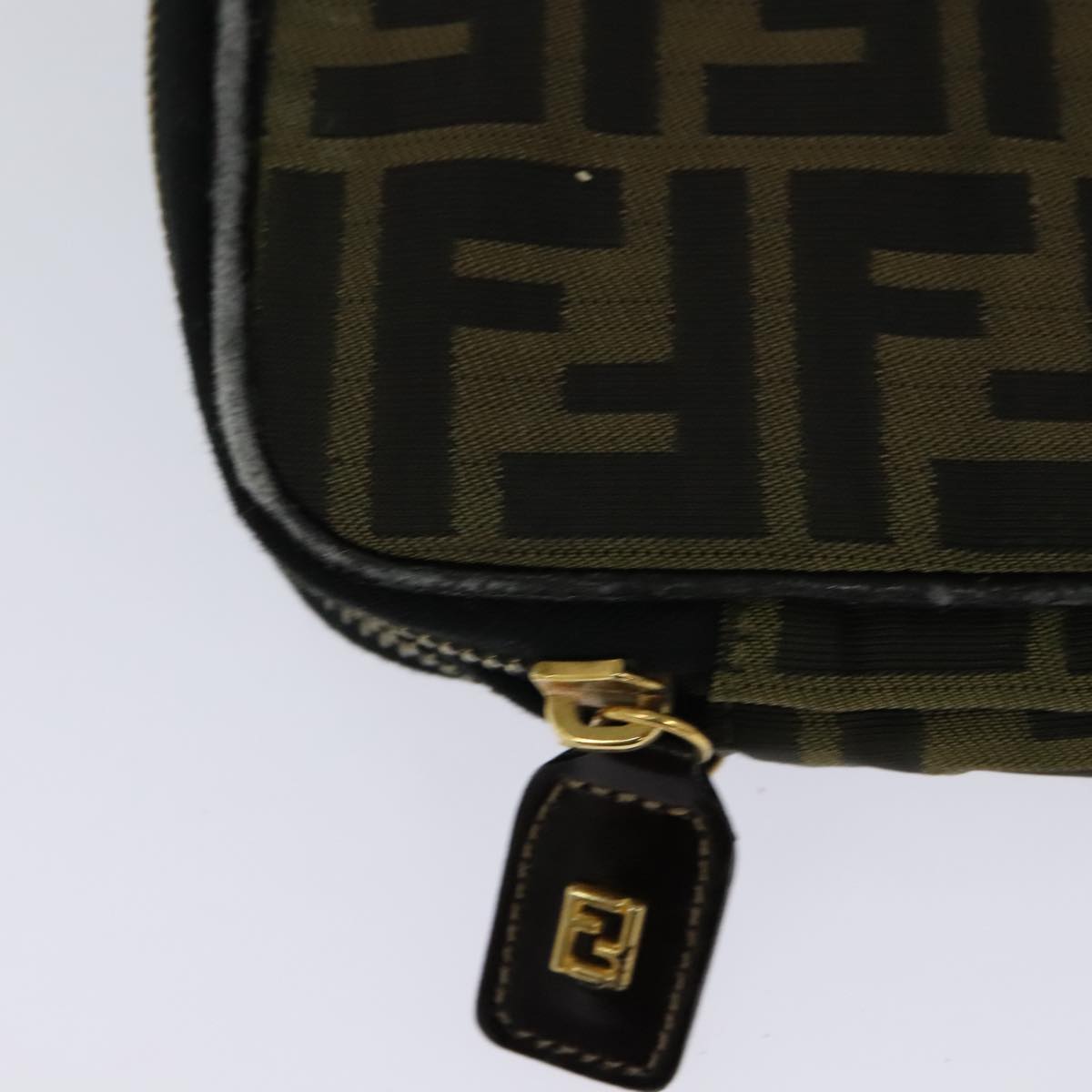 FENDI Zucca Canvas Vanity Pouch Brown Black gold 112683