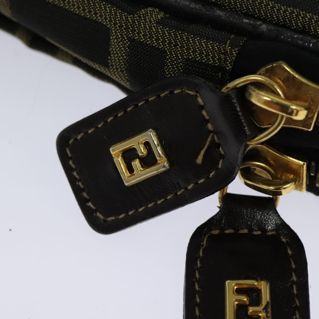 FENDI Zucca Canvas Vanity Pouch Brown Black gold 112683