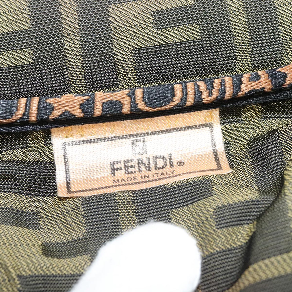 FENDI Zucca Canvas Vanity Pouch Brown Black gold 112683