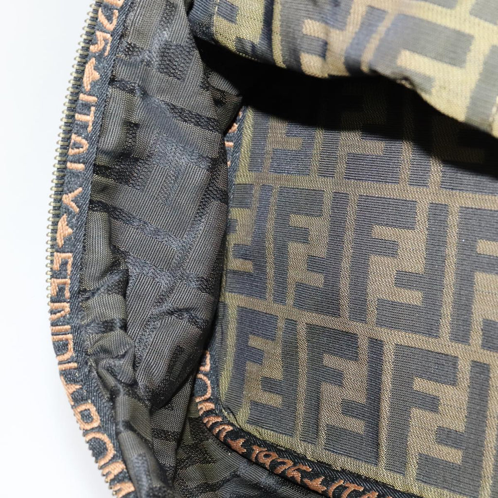 FENDI Zucca Canvas Vanity Pouch Brown Black gold 112683