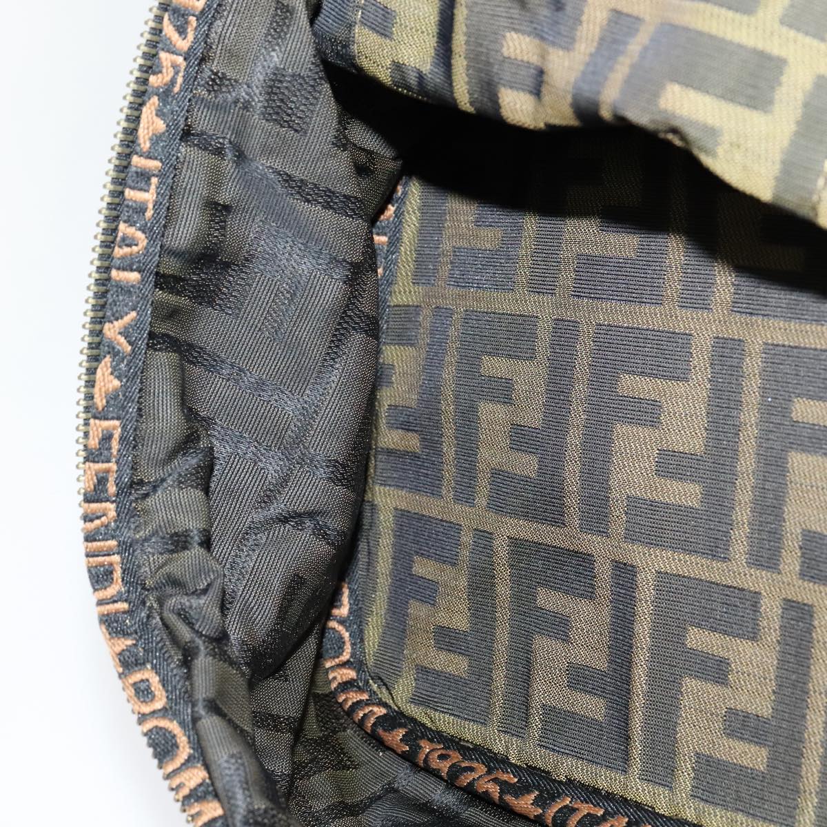 FENDI Zucca Canvas Vanity Pouch Brown Black gold 112683