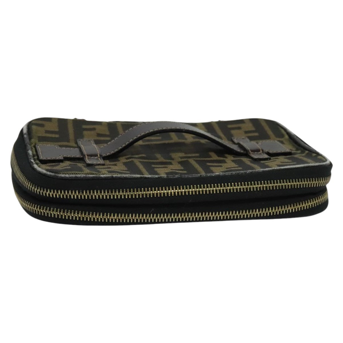 FENDI Zucca Canvas Vanity Pouch Brown Black gold 112683