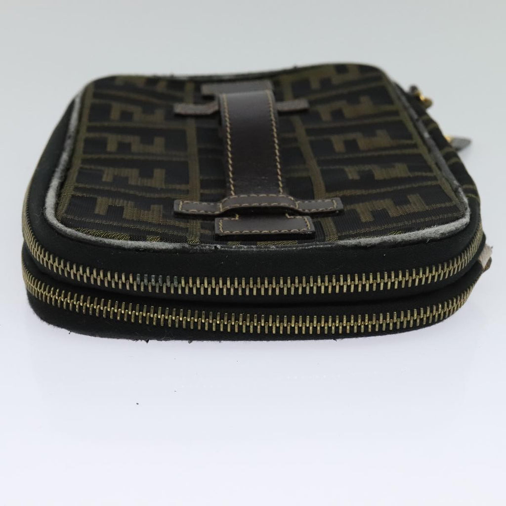 FENDI Zucca Canvas Vanity Pouch Brown Black gold 112683