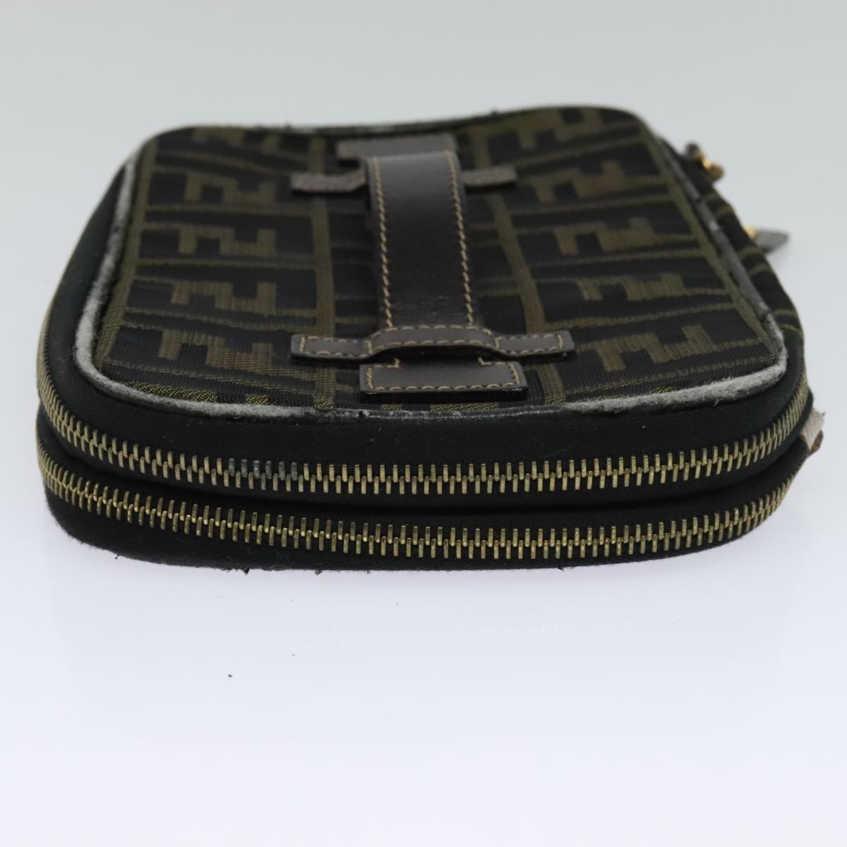 FENDI Zucca Canvas Vanity Pouch Brown Black gold 112683