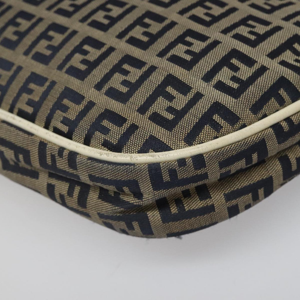 FENDI Zucchino Canvas Shoulder Bag Gray 112742