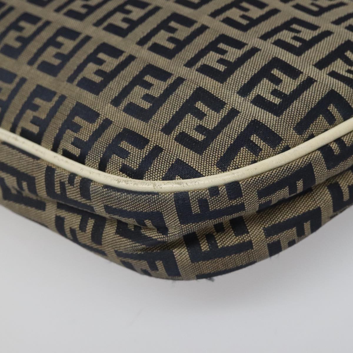 FENDI Zucchino Canvas Shoulder Bag Gray 112742