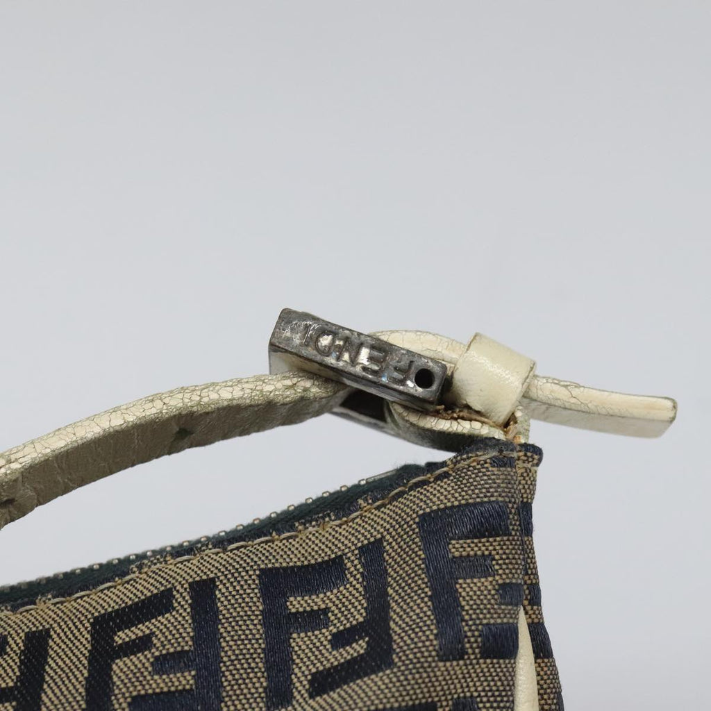 FENDI Zucchino Canvas Shoulder Bag Gray 112742