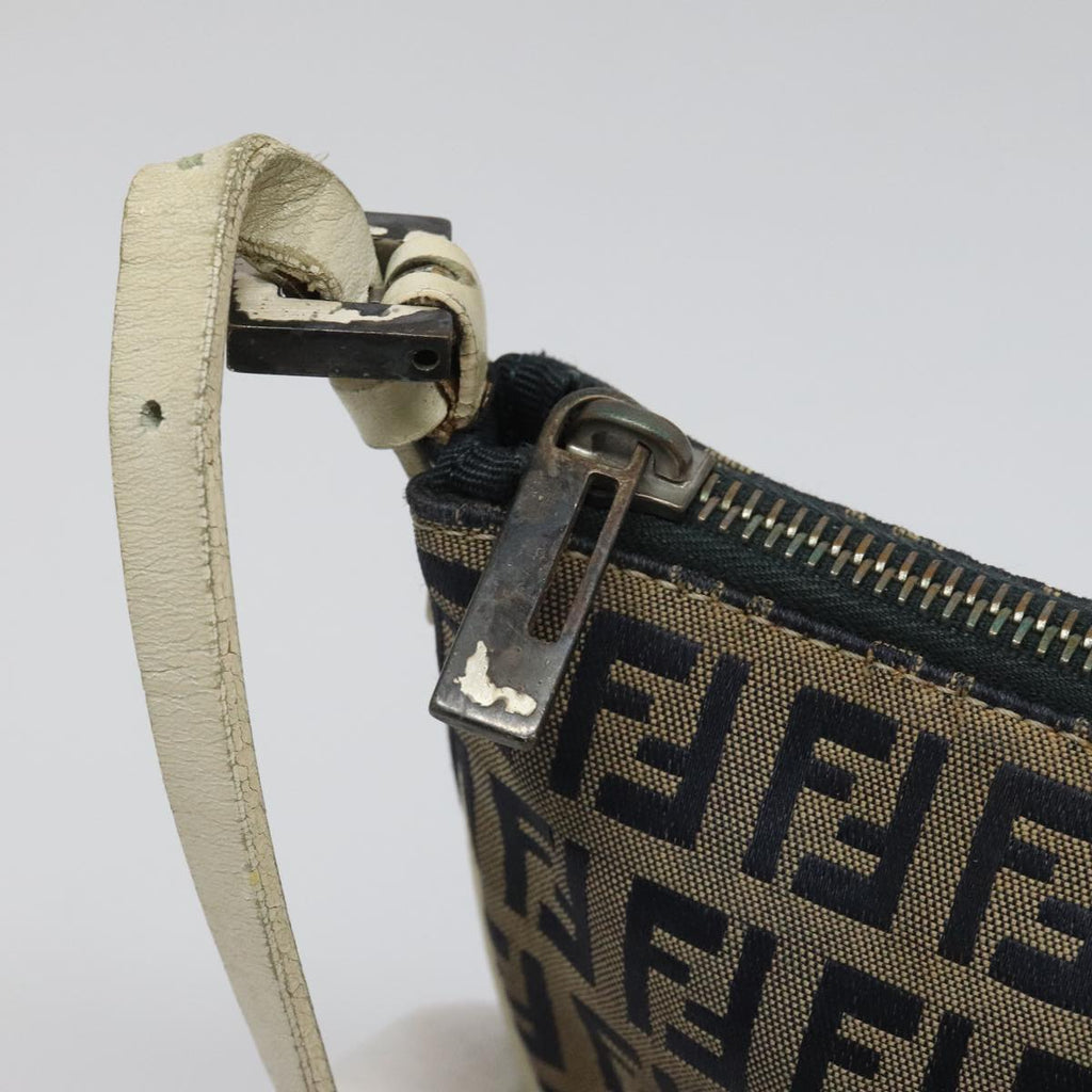 FENDI Zucchino Canvas Shoulder Bag Gray 112742