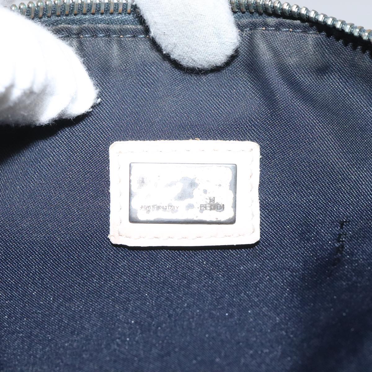 FENDI Zucchino Canvas Shoulder Bag Gray 112742