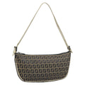 FENDI Zucchino Canvas Shoulder Bag Gray 112742