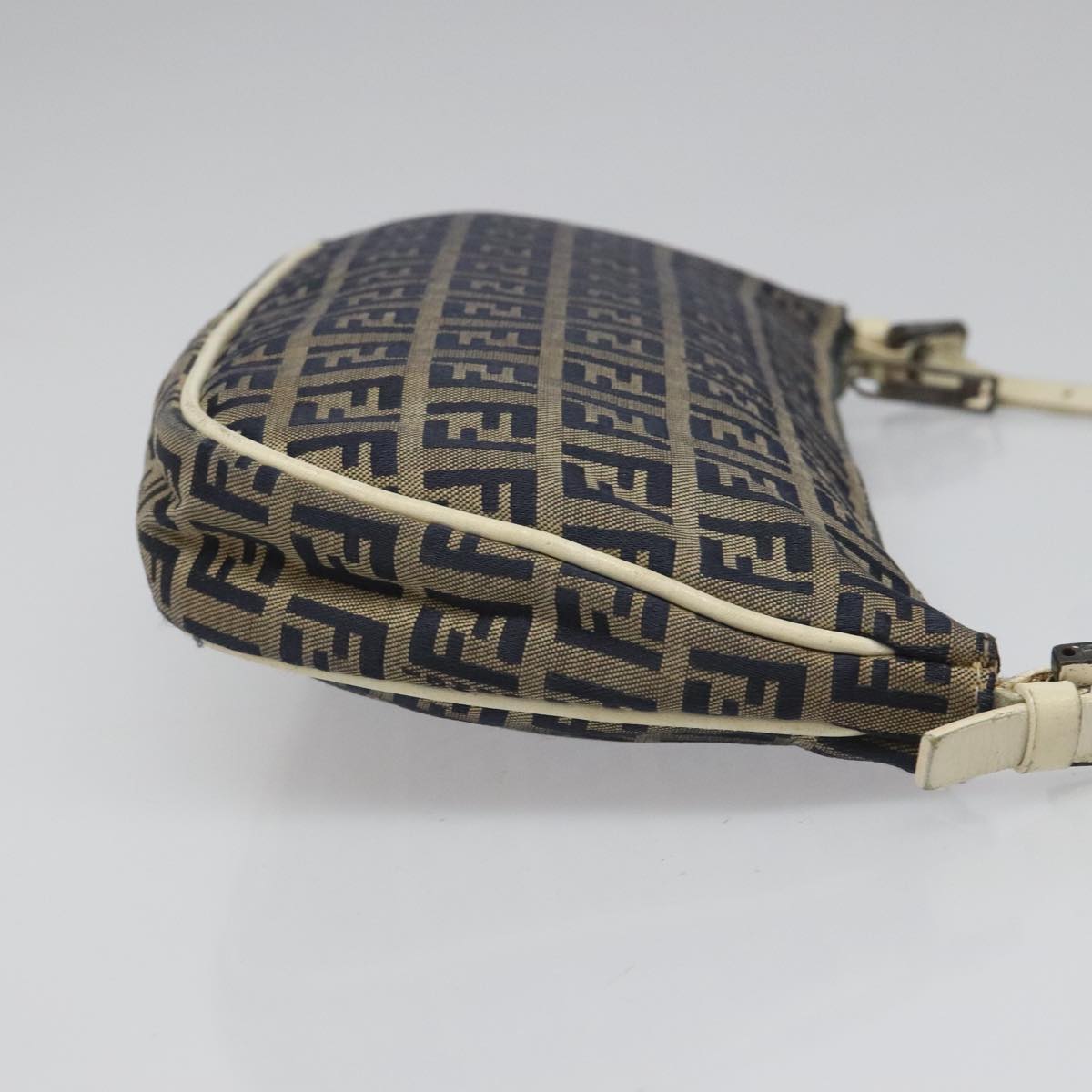 FENDI Zucchino Canvas Shoulder Bag Gray 112742