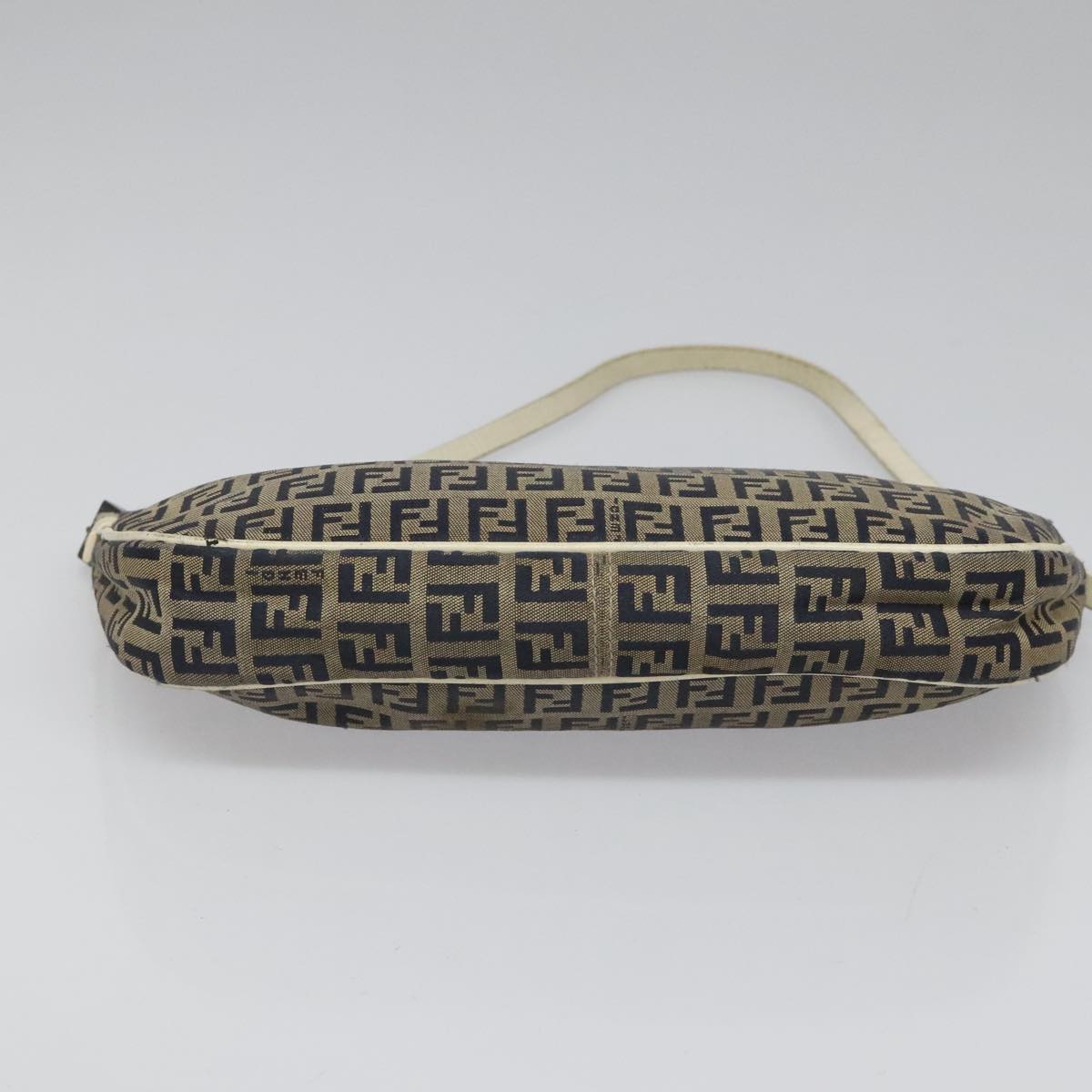 FENDI Zucchino Canvas Shoulder Bag Gray 112742