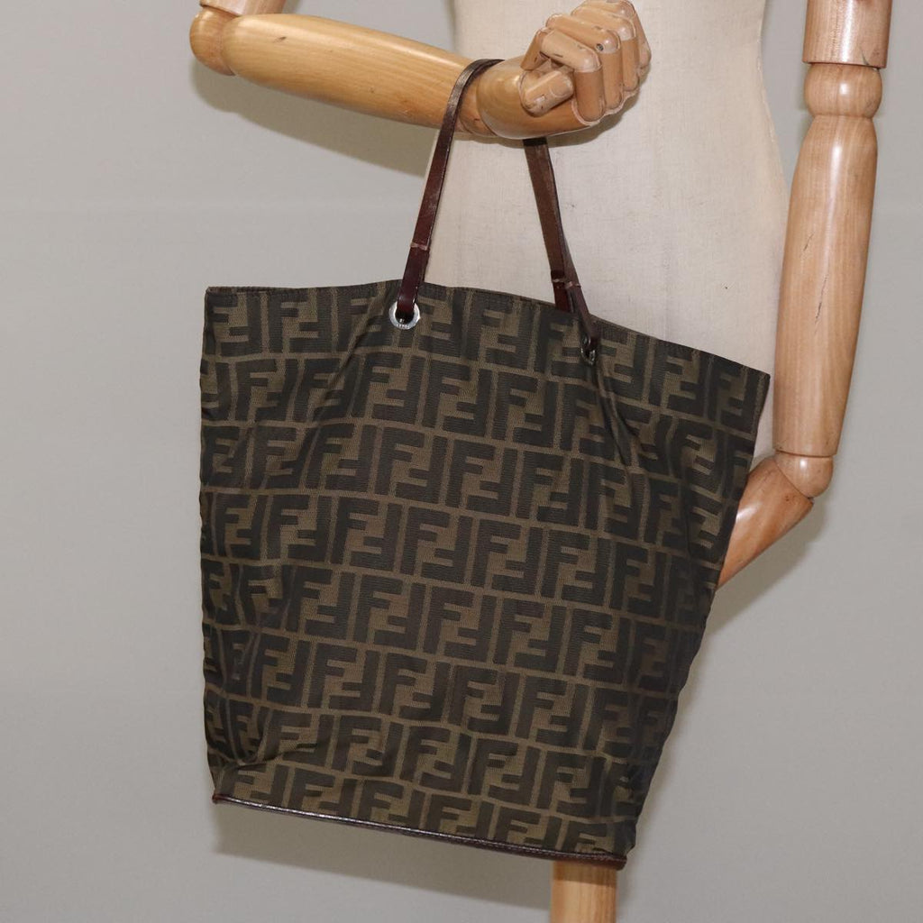 FENDI Zucca Canvas Tote Bag Brown Black 112832