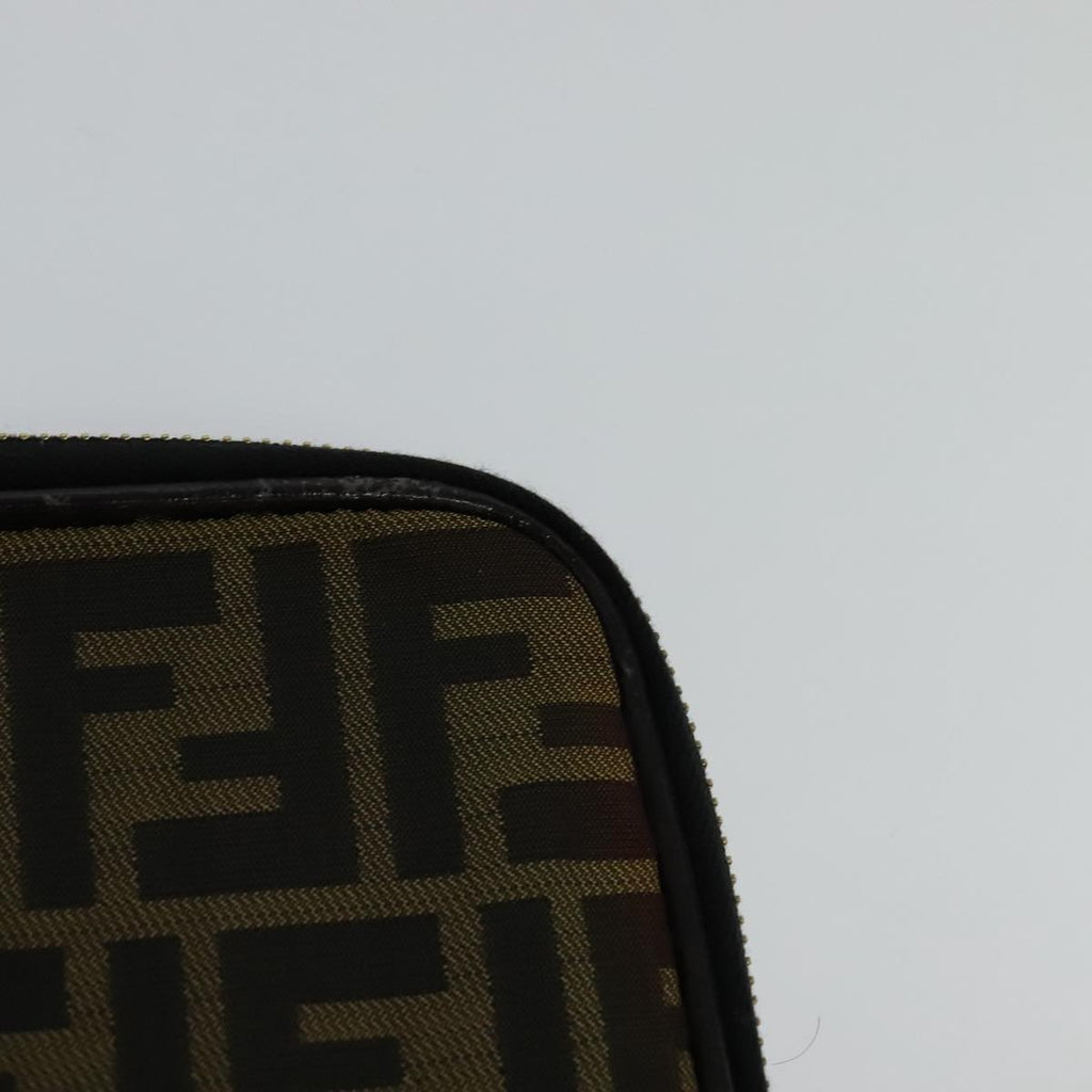 FENDI Zucca Canvas Vanity Pouch Brown Black gold 112847
