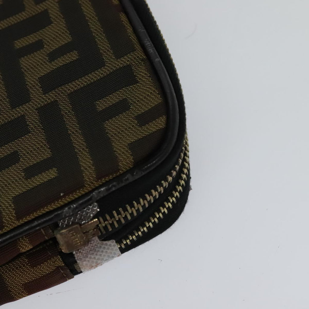 FENDI Zucca Canvas Vanity Pouch Brown Black gold 112847