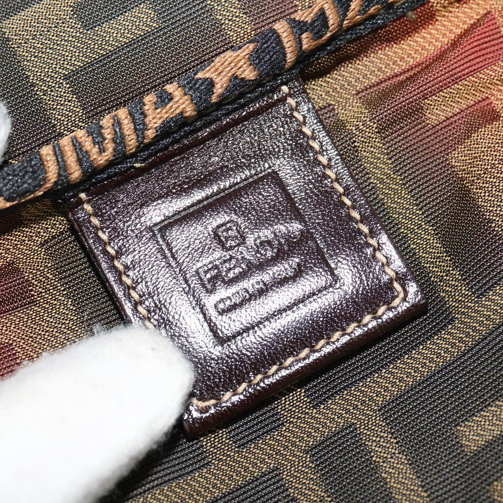 FENDI Zucca Canvas Vanity Pouch Brown Black gold 112847
