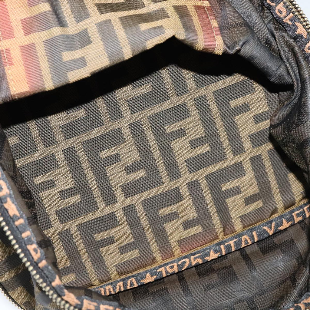 FENDI Zucca Canvas Vanity Pouch Brown Black gold 112847