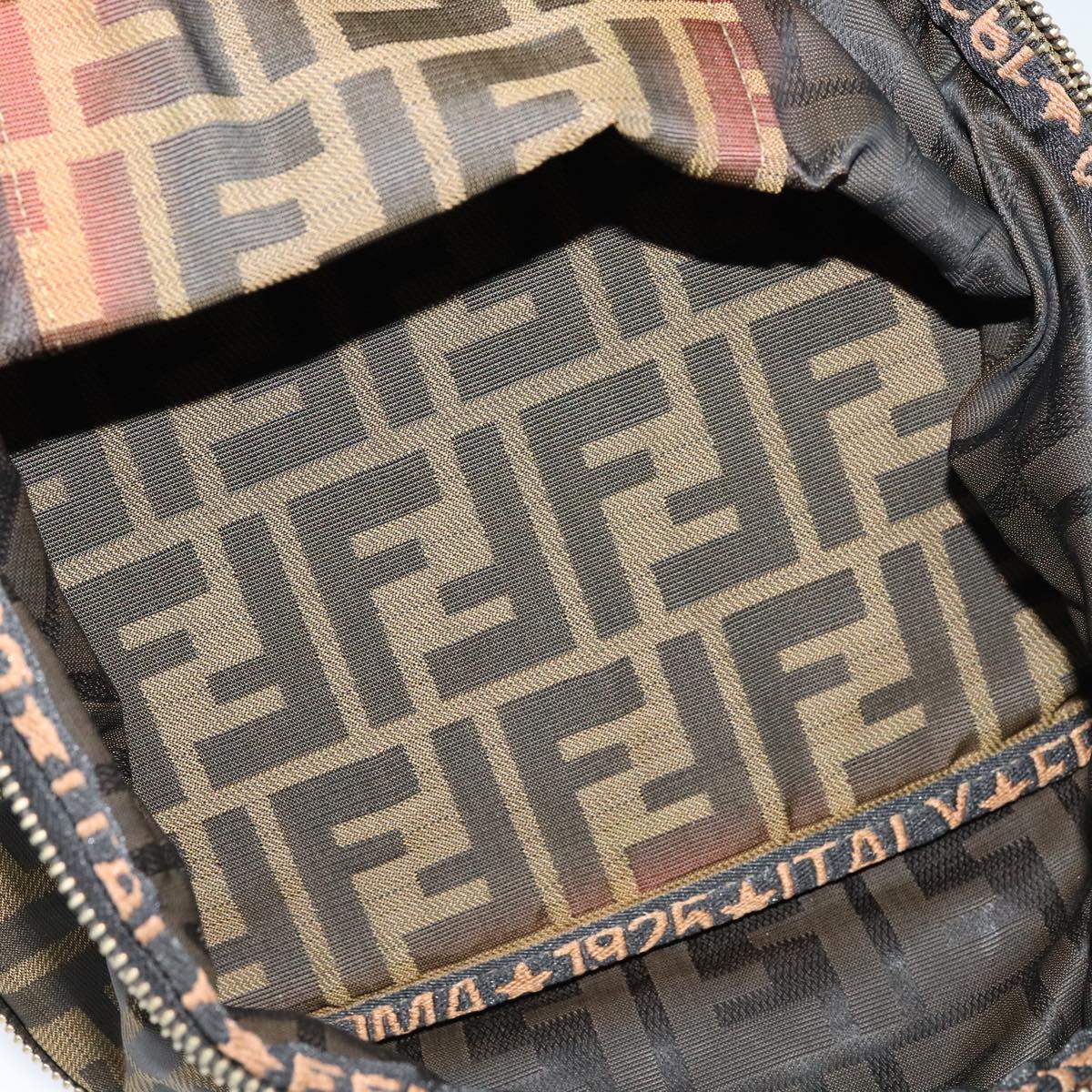 FENDI Zucca Canvas Vanity Pouch Brown Black gold 112847