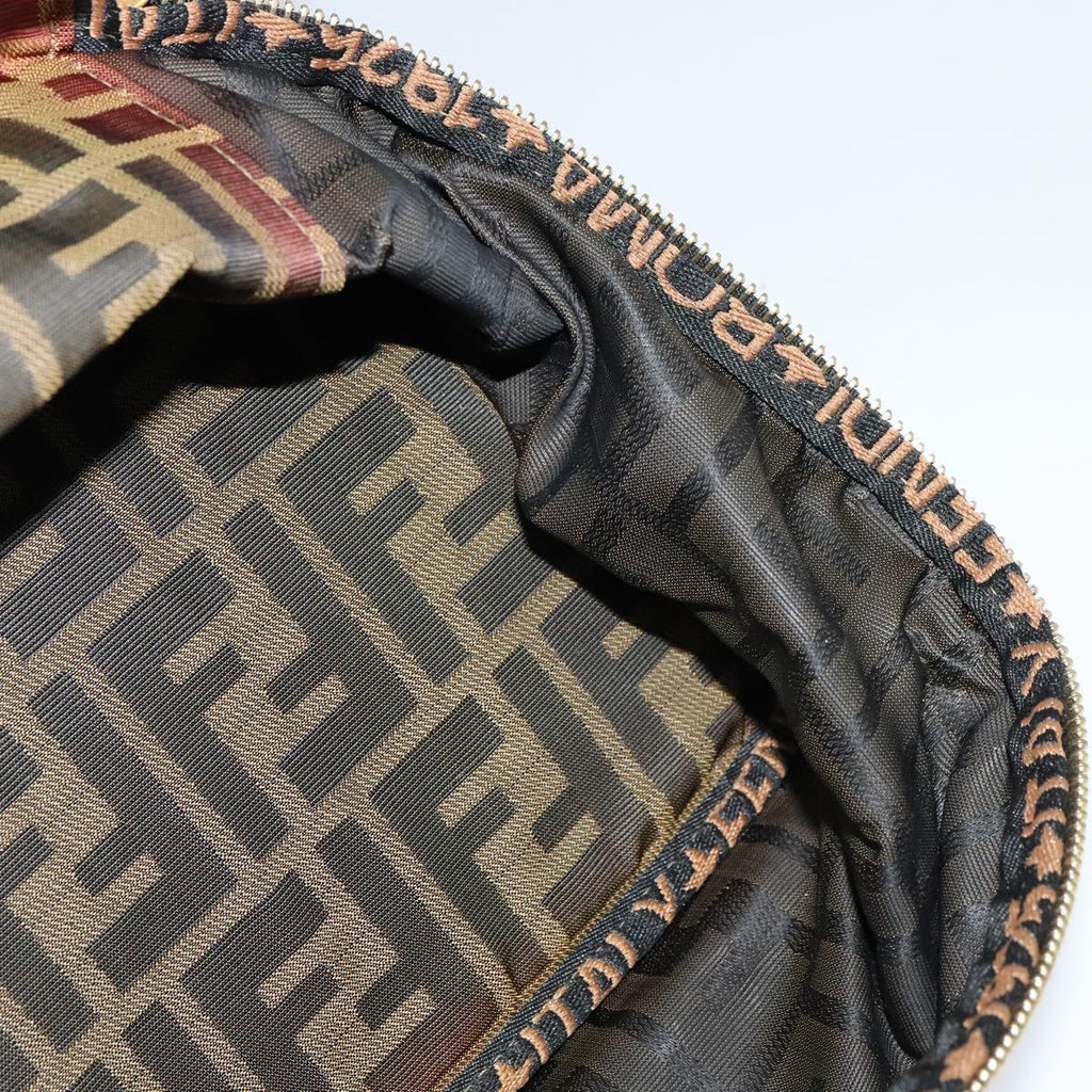 FENDI Zucca Canvas Vanity Pouch Brown Black gold 112847