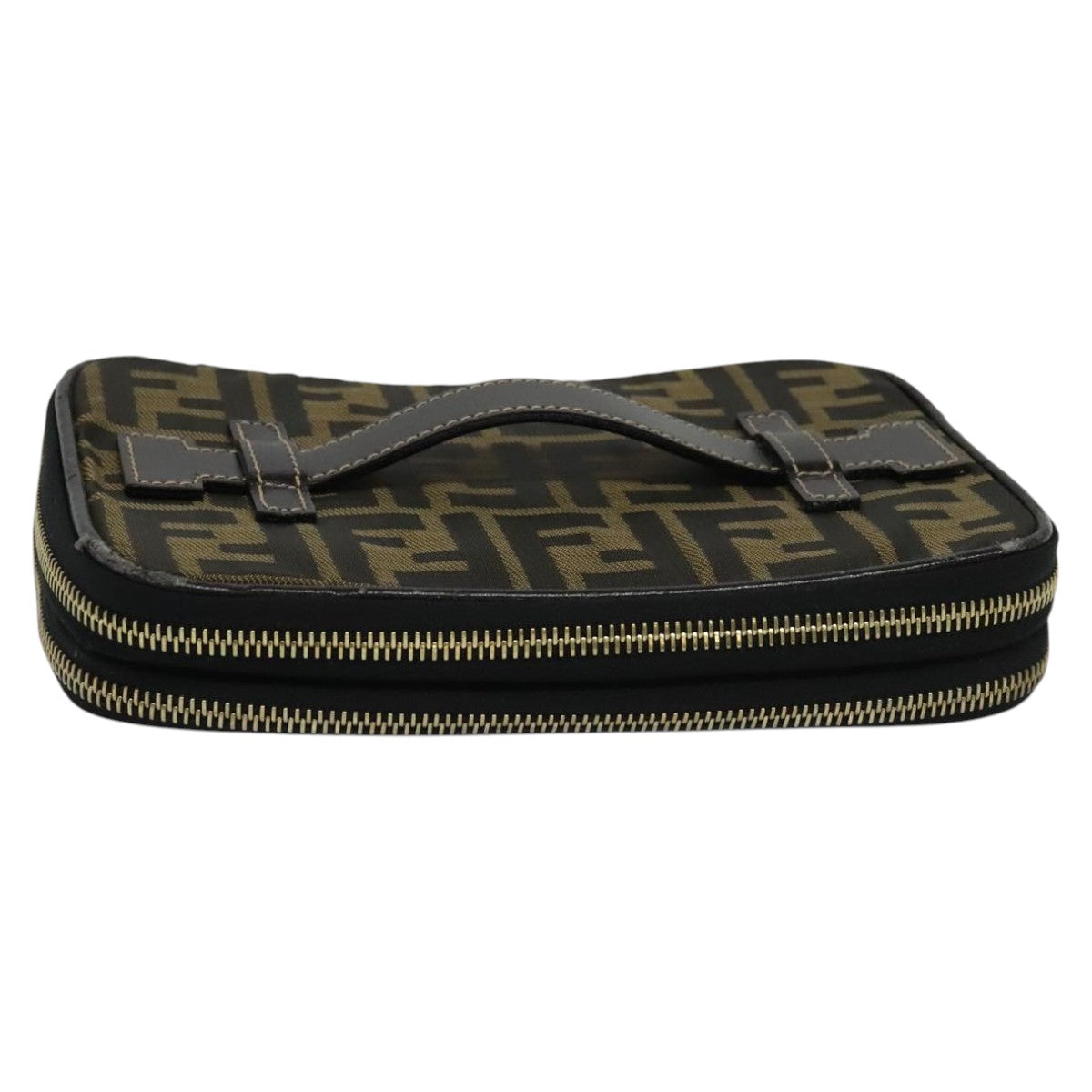 FENDI Zucca Canvas Vanity Pouch Brown Black gold 112847