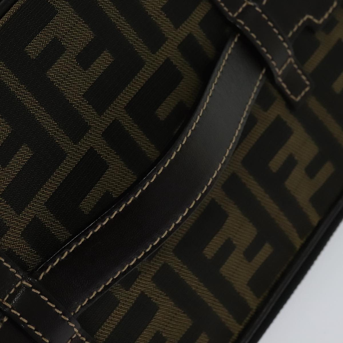 FENDI Zucca Canvas Vanity Pouch Brown Black gold 112847