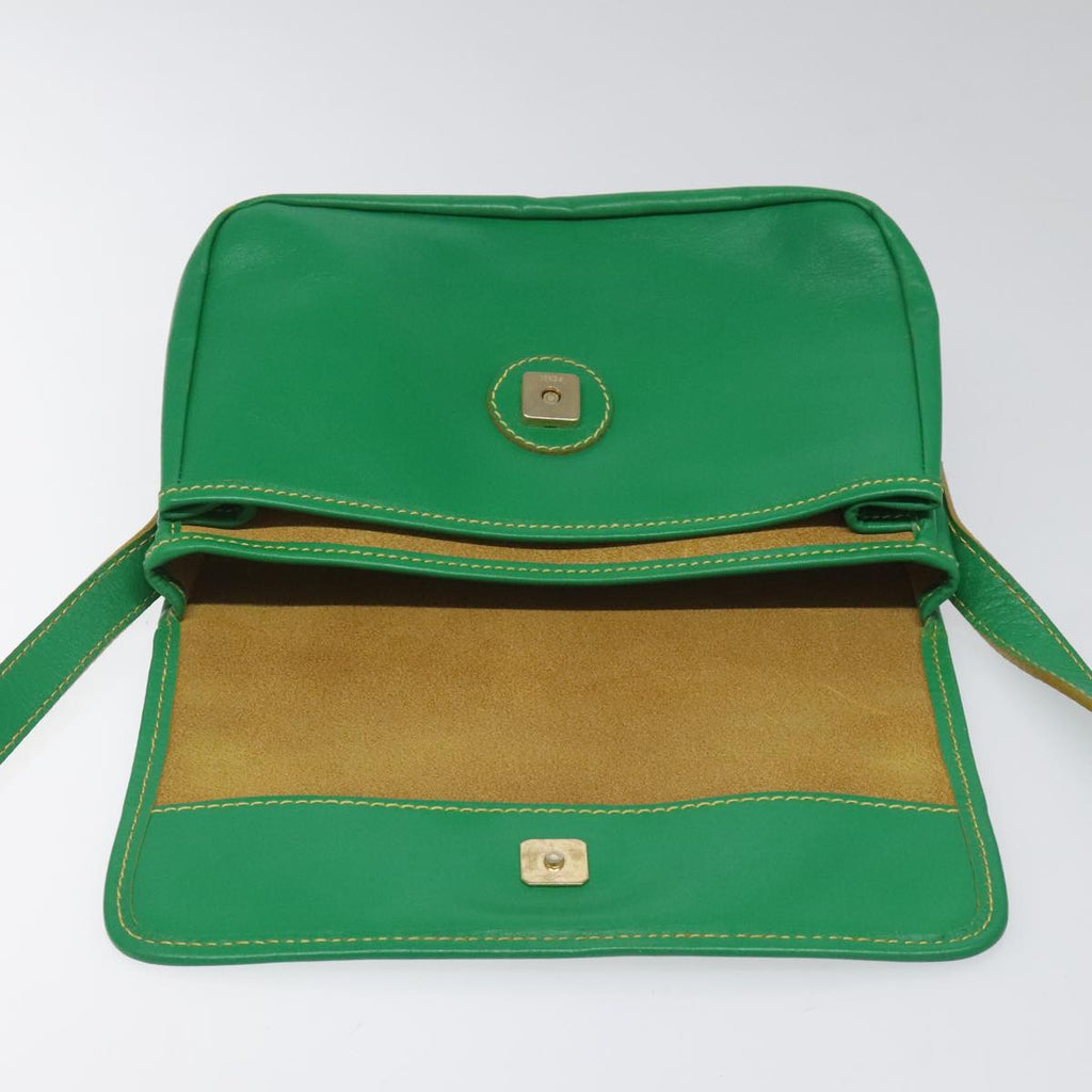 FENDI Shoulder Bag Leather Green 112850