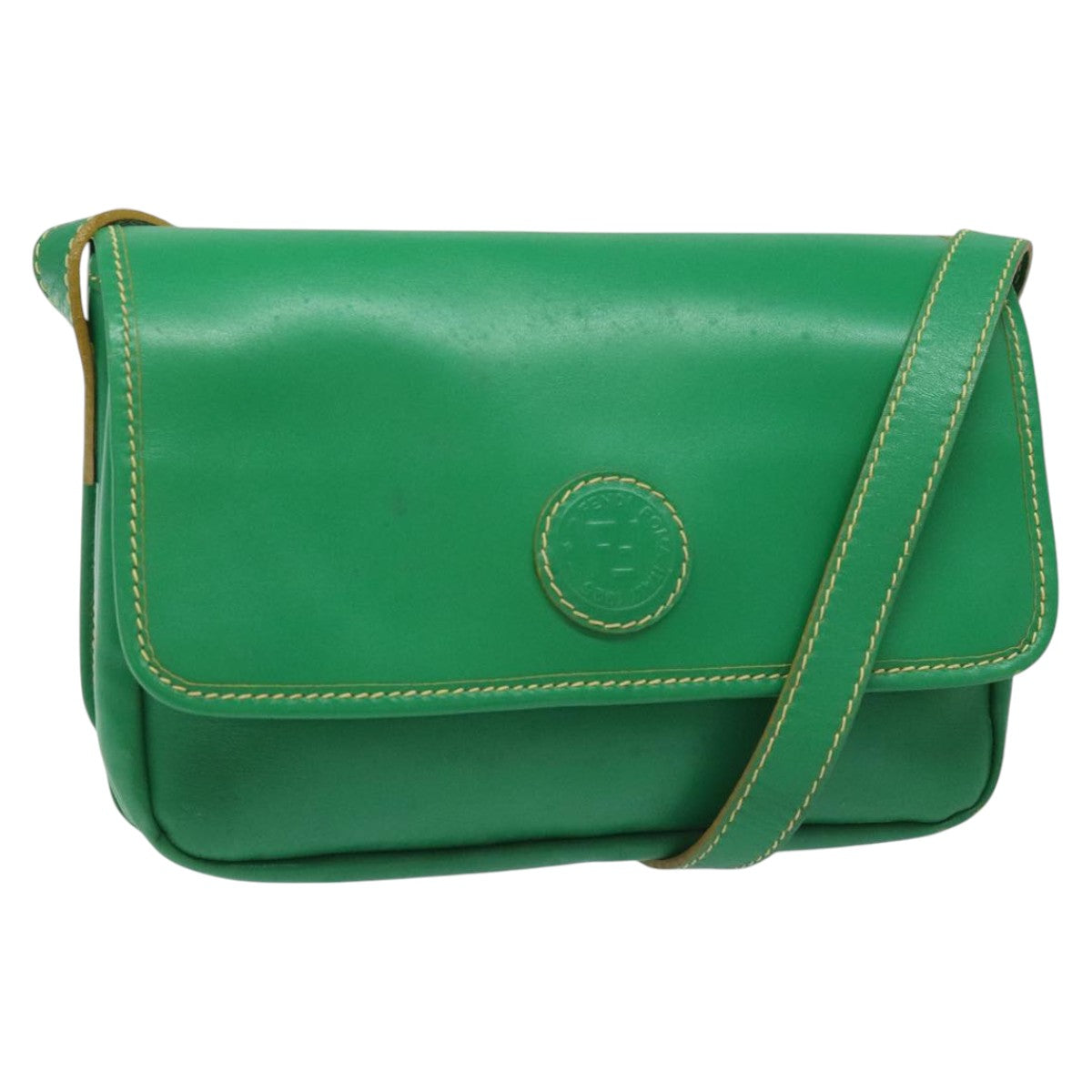 FENDI Shoulder Bag Leather Green 112850