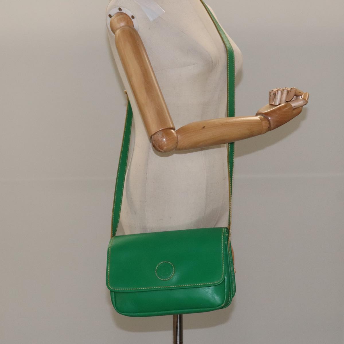 FENDI Shoulder Bag Leather Green 112850