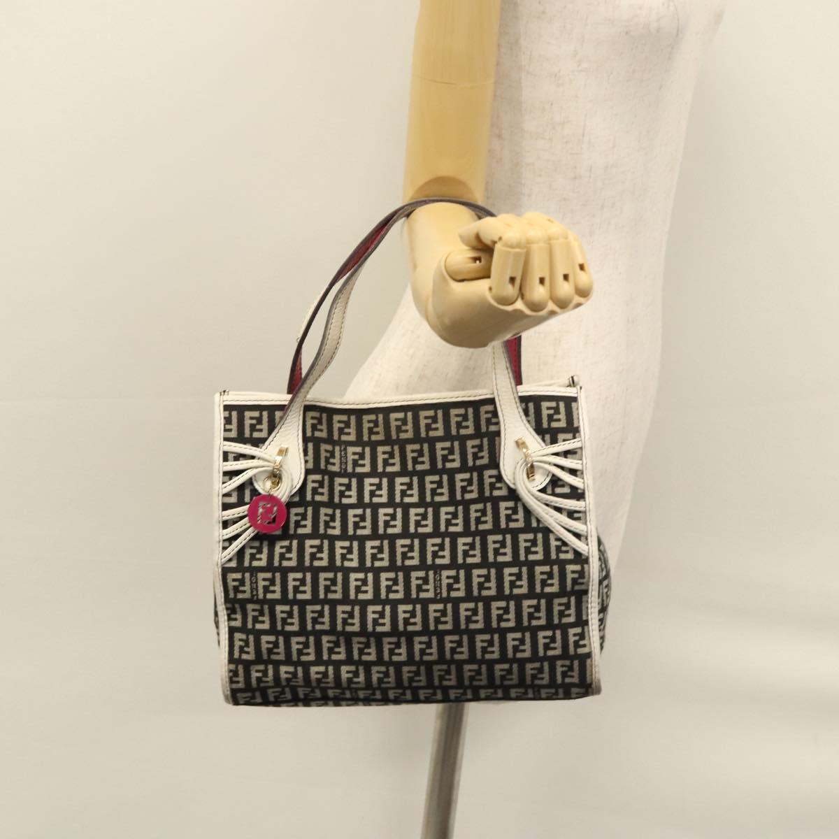 FENDI Zucchino Canvas Hand Bag Black 112924