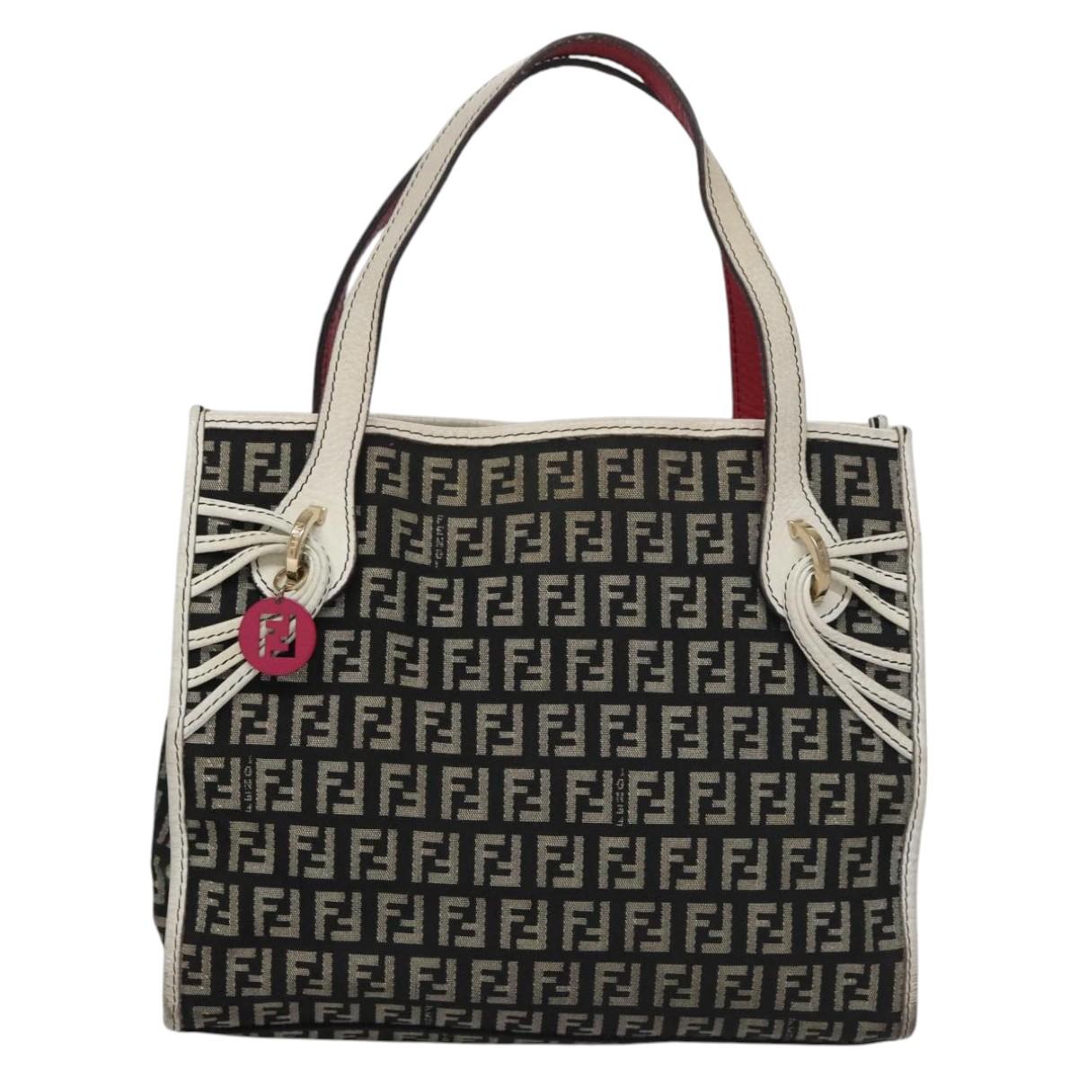 FENDI Zucchino Canvas Hand Bag Black 112924