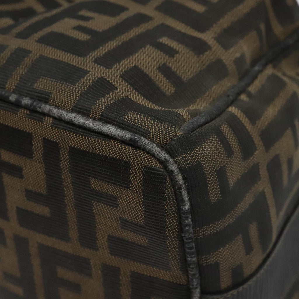 FENDI Zucca Canvas Vanity Pouch Brown Black gold 112925