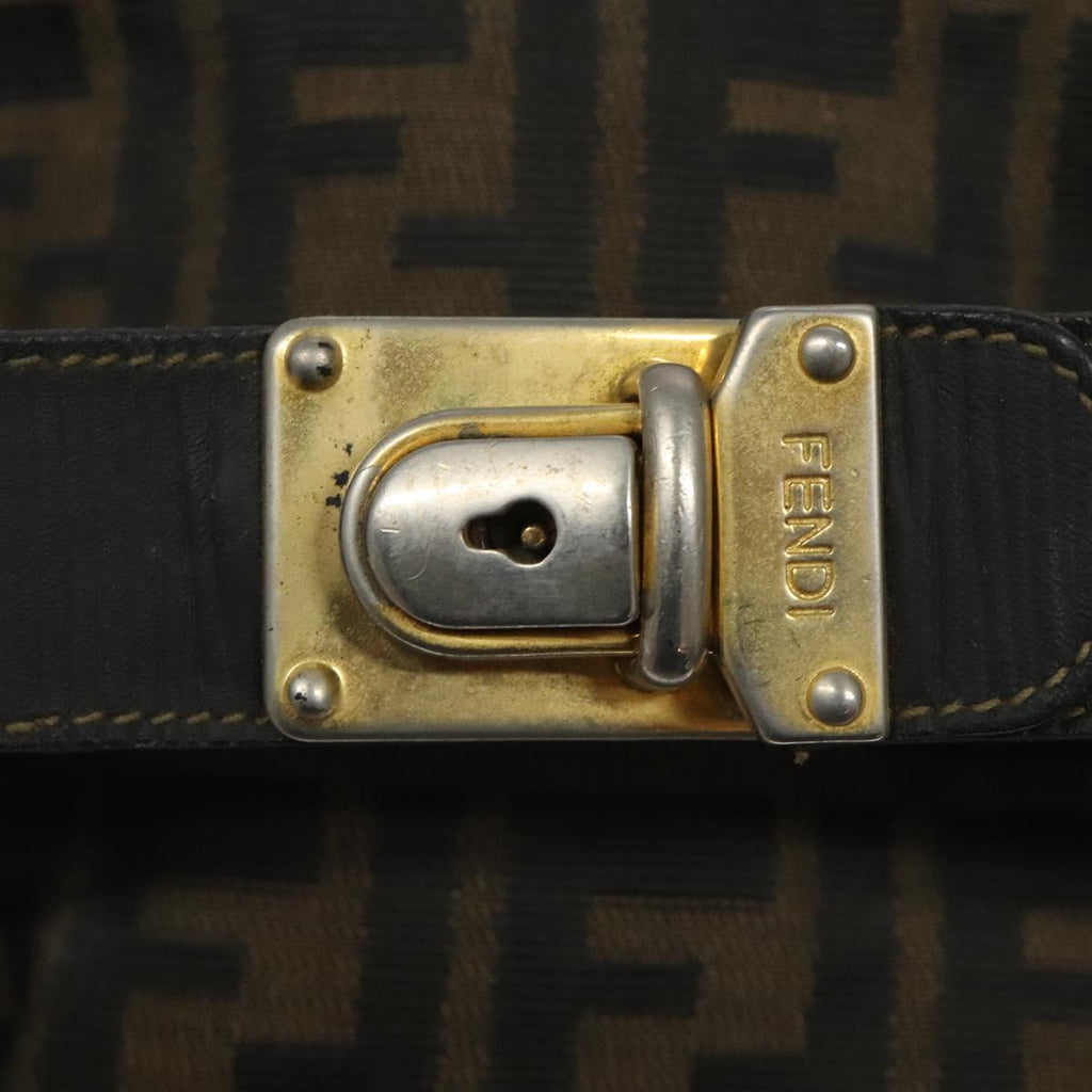 FENDI Zucca Canvas Vanity Pouch Brown Black gold 112925