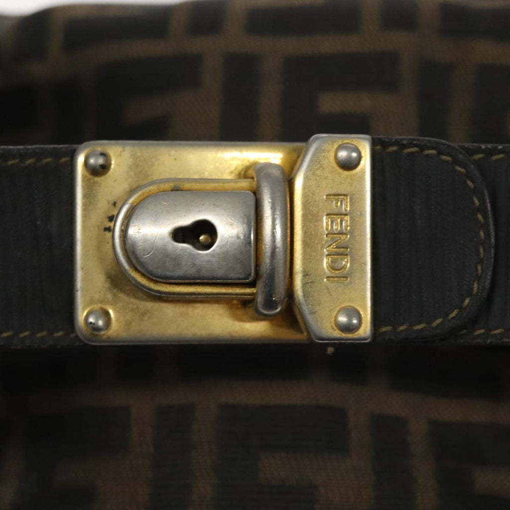 FENDI Zucca Canvas Vanity Pouch Brown Black gold 112925