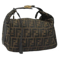 FENDI Zucca Canvas Vanity Pouch Brown Black gold 112925