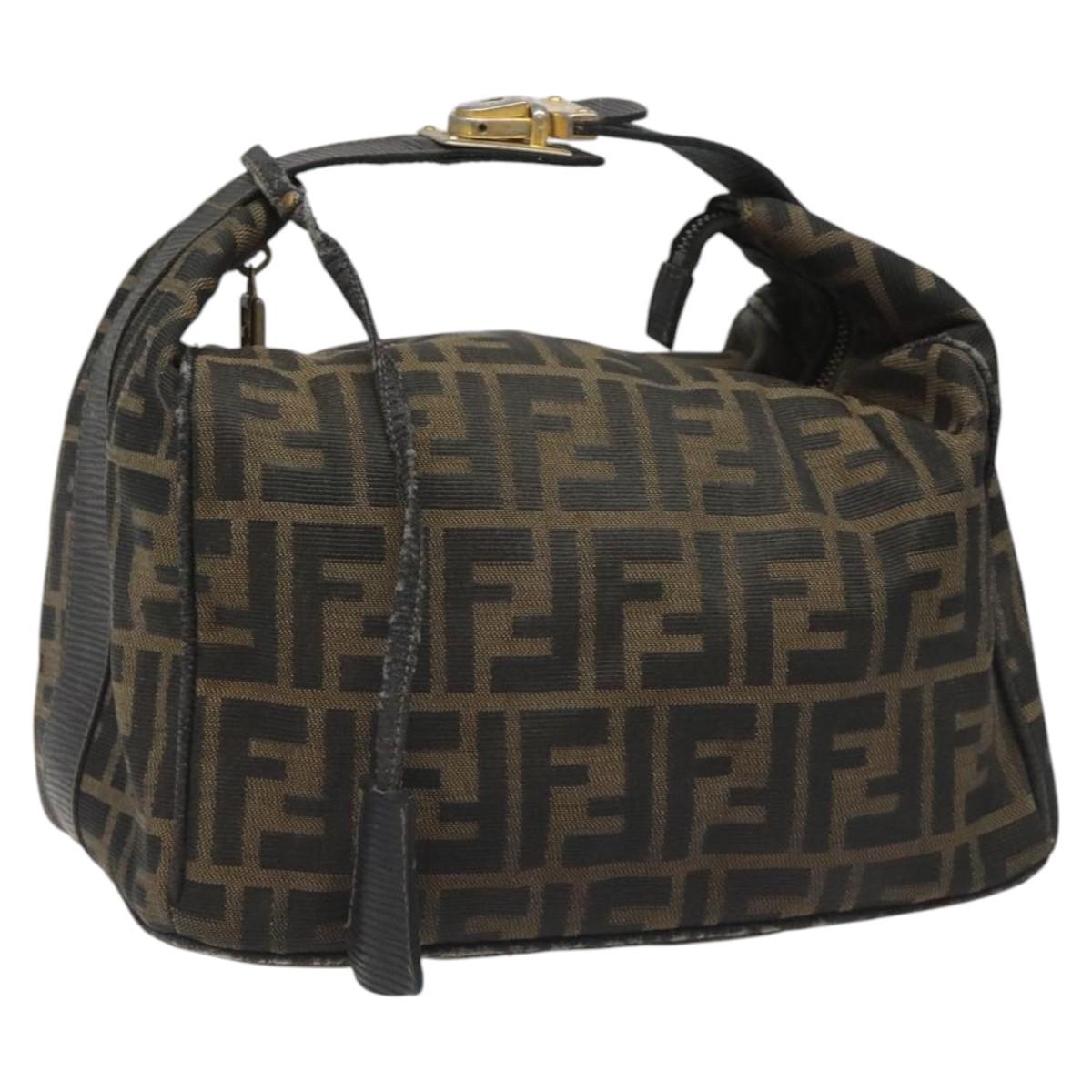 FENDI Zucca Canvas Vanity Pouch Brown Black gold 112925