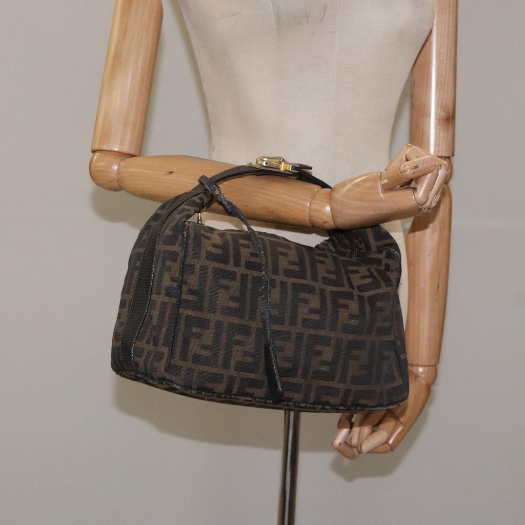 FENDI Zucca Canvas Vanity Pouch Brown Black gold 112925