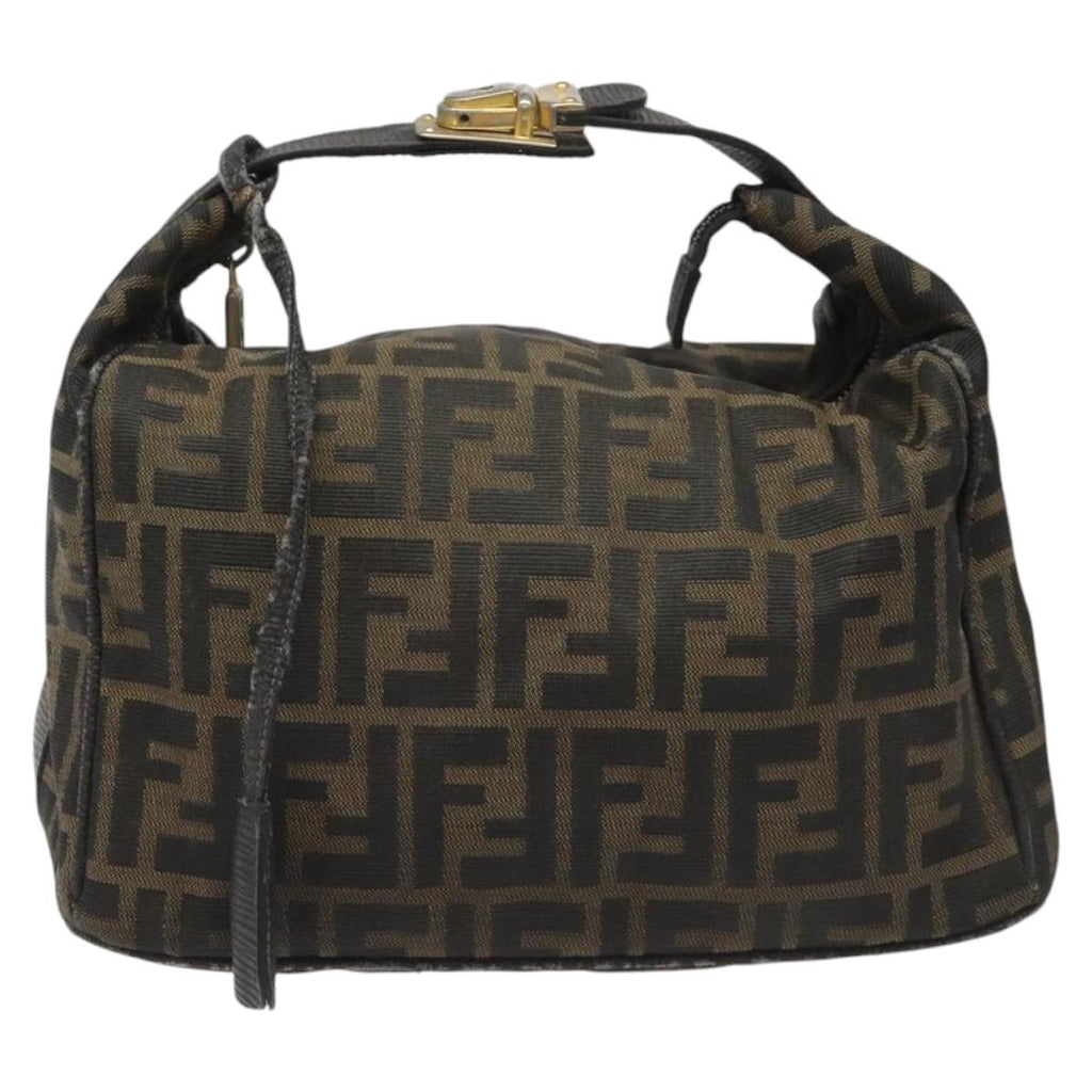 FENDI Zucca Canvas Vanity Pouch Brown Black gold 112925