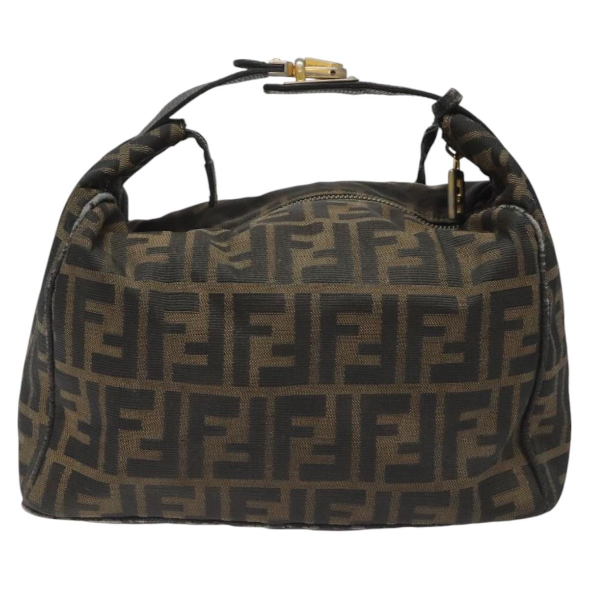 FENDI Zucca Canvas Vanity Pouch Brown Black gold 112925