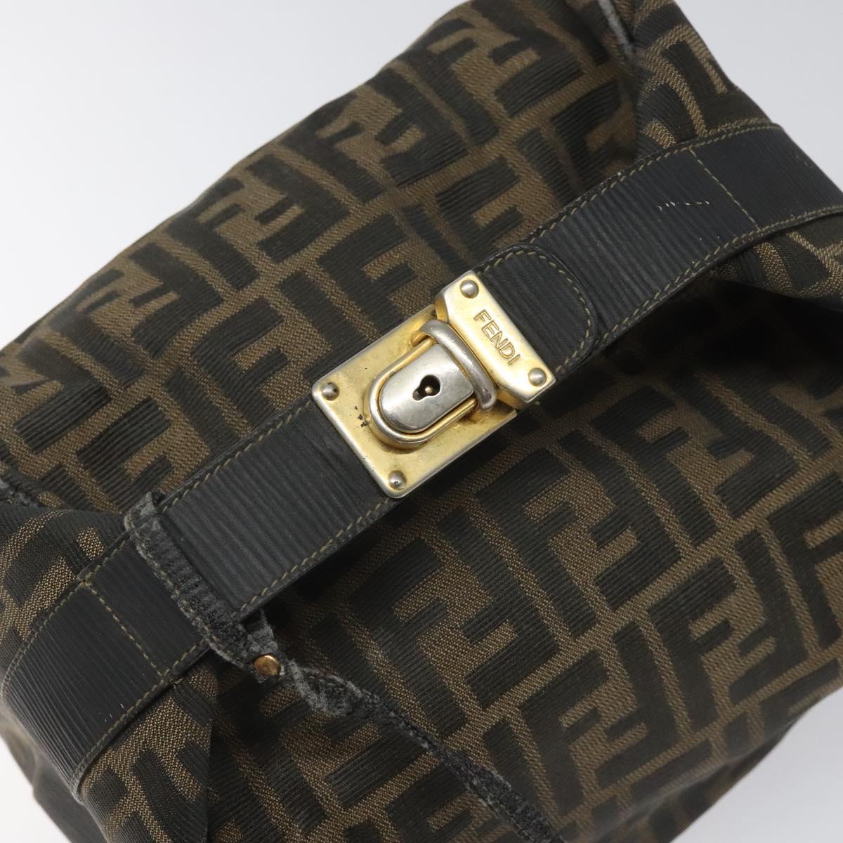 FENDI Zucca Canvas Vanity Pouch Brown Black gold 112925