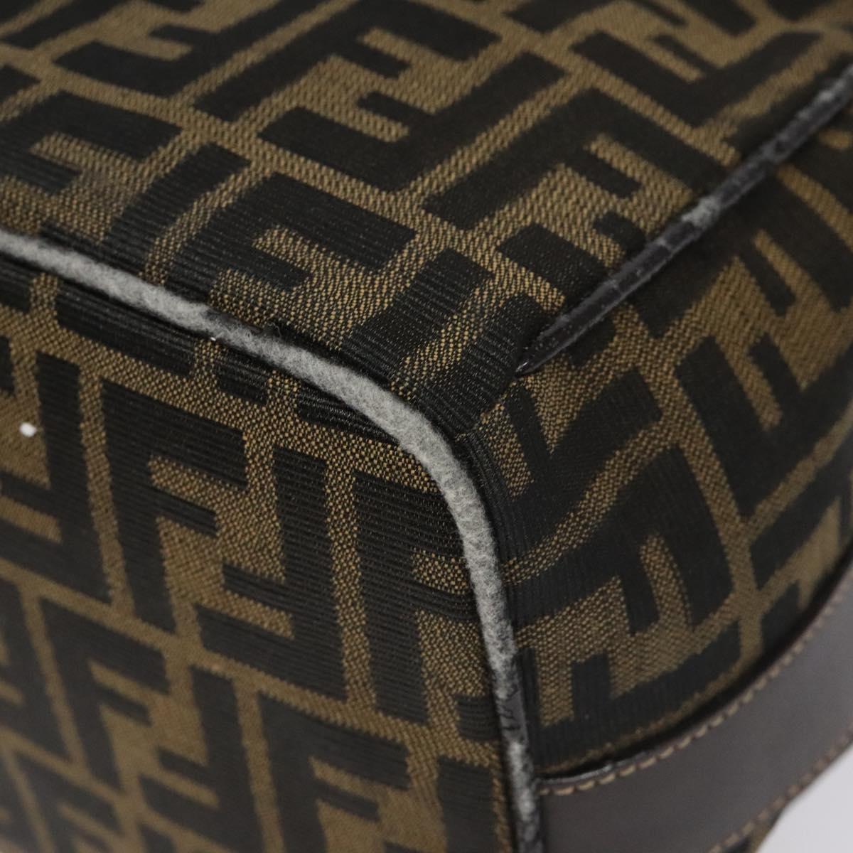 FENDI Zucca Canvas Vanity Hand Bag Brown Black gold 113069