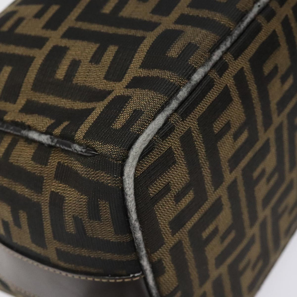 FENDI Zucca Canvas Vanity Hand Bag Brown Black gold 113069